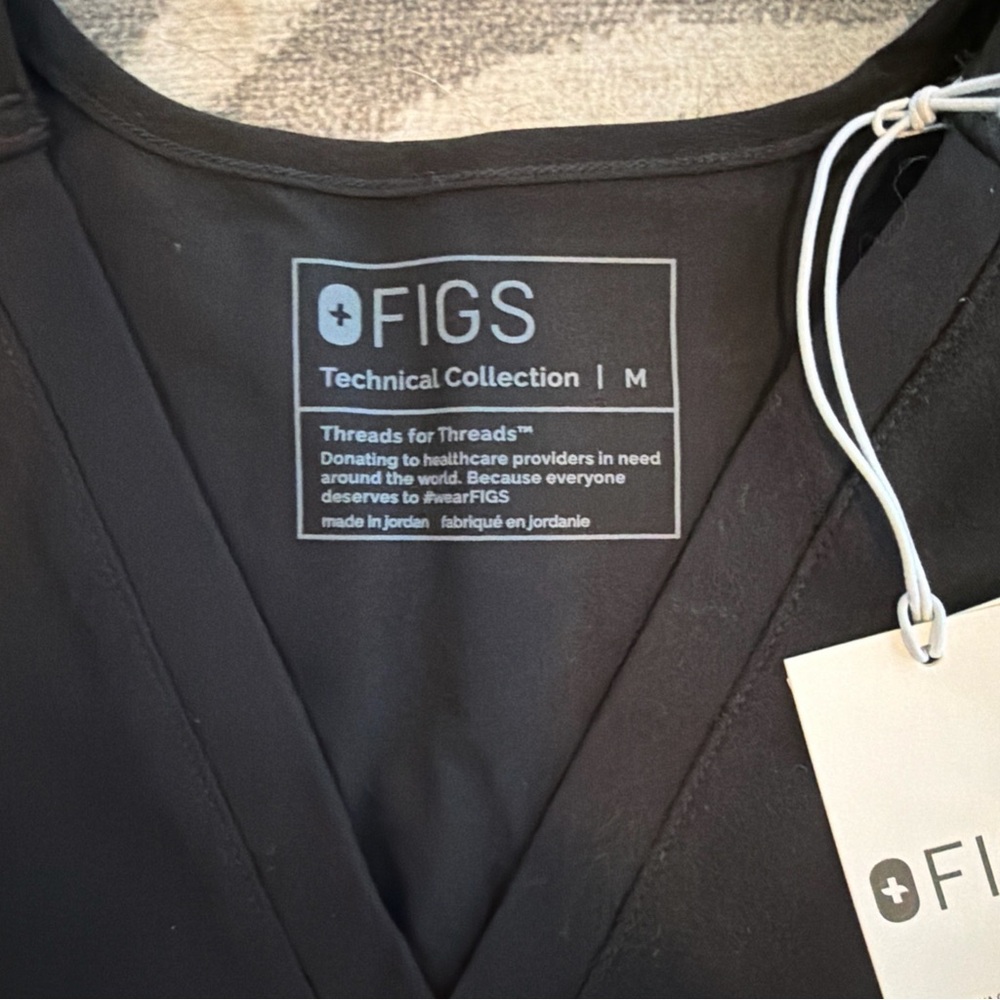 FIGS Women's Black Technical Collection Scrub Top